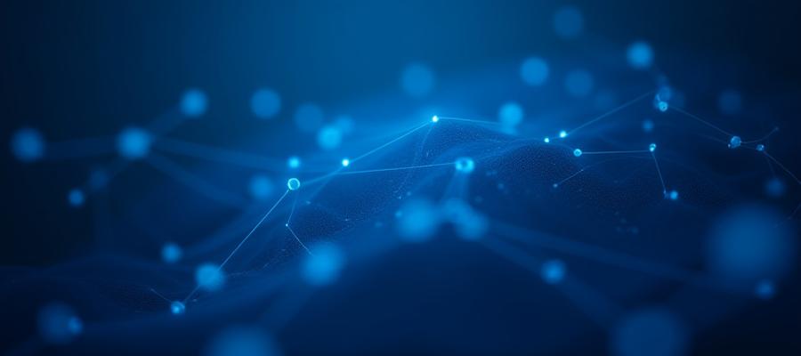 Abstract network nodes connecting representing decentralized finance liquidity pools